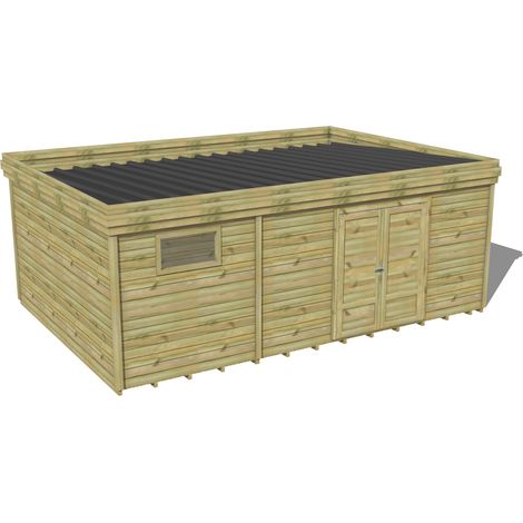 ABRI DE JARDIN bois traité 27mm, 6,9x4,3m, 30m2, Plancher (1/3)