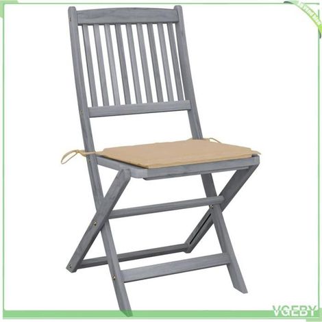 Chaise pliable - FAFEICY - 3064566 - Bois d'acacia massif - Pliantes - Coussins inclus (1/5)