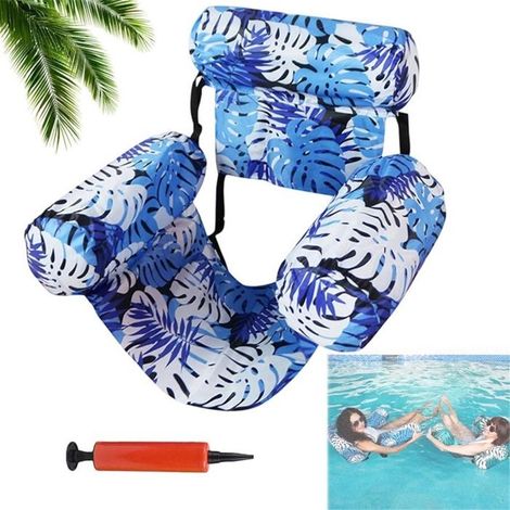 BALISAGE FLOTTANT-BOUEE,Bouée Piscine Matelas,Fauteuil Gonflable Piscine Adulte,Hamac Flottant Piscine avec Accoudoirs Chaises,Blue (1/4)