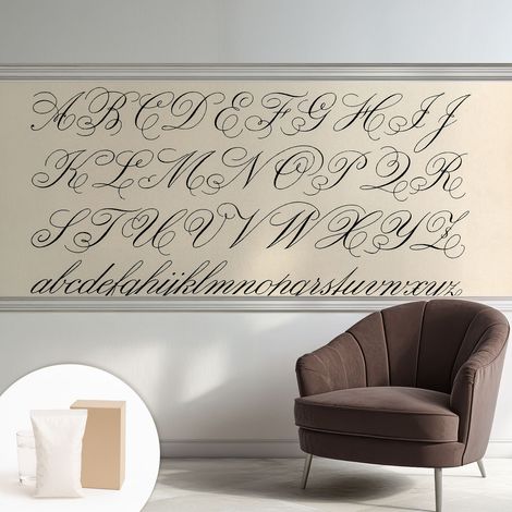Tapete Vliestapete mit Kleber modern - Wanddeko für Küche - Klebefolie Wand - luxus Look Kalligraphische Schrift 250x104 cm