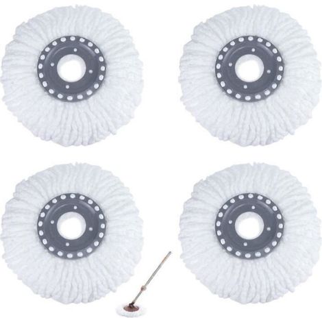 4PCS Tête de Balai Serpillère en Fibre Rotation à 360 Degrés Ultrafine Têtes de Balai à Franges Forte Absorption d'eau SERPILLERE (1/4)