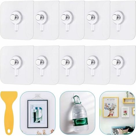 Lot de 25 Adhesif Accroche Tableau Sans Percer, Transparent Attache Cadre Adhésif pour Accroche Cadres Photo, Miroir, Art Mural, Lumières Décoratives, Sans Trou (1/5)