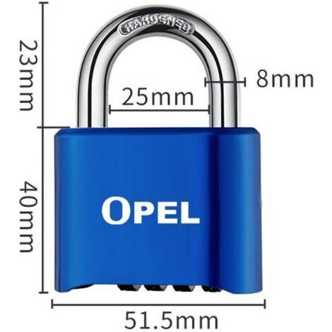 Cadenas Code 4 Chiffres, 52mm Cadenas Extérieur Etanche, Robuste et Antivol, 8mm Loquet Cadenas à Combinaisonbleu, 50mm (1/5)