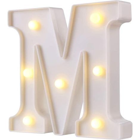 26 lettres lumineuses, idéales pour la décoration lumineuse de mariages, d'anniversaires et de maisons (blanc, M)