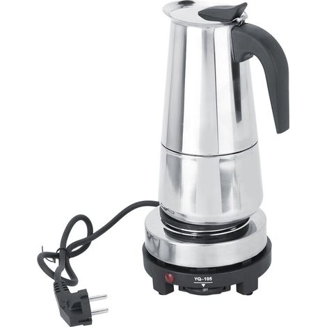 Caffettiera elettrica in acciaio inox da 450 ml con scaldavivande -Crezuo