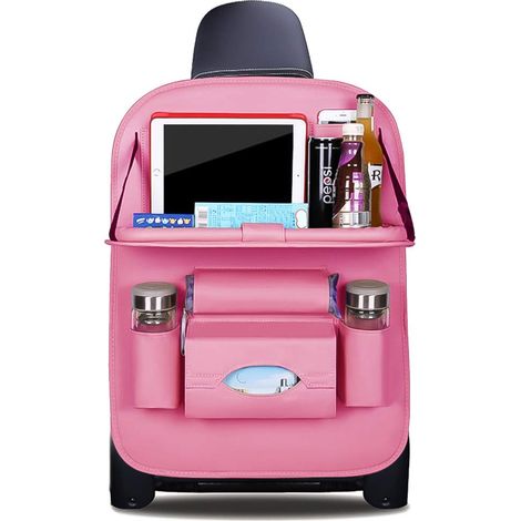 Organisateur De Siege Auto - Protection De Dossier En Cuir Pu - Porte-Tablette Pliable Et Impermeable - Pour Siege Avant - 1 Piece (1/5)