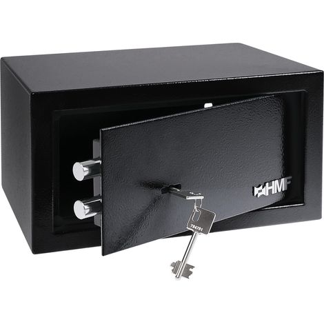 HMF 49217-02 Safe Tresor mit Schlüssel, Möbeltresor, 31 x 17 x 25 cm, Schwarz (1/5)