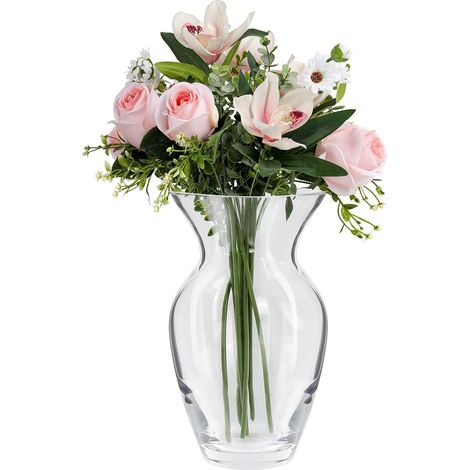 Vase cristal clair cylindrique 10.5cm, verre épais, déco maison, bureau ou mariage (1/5)