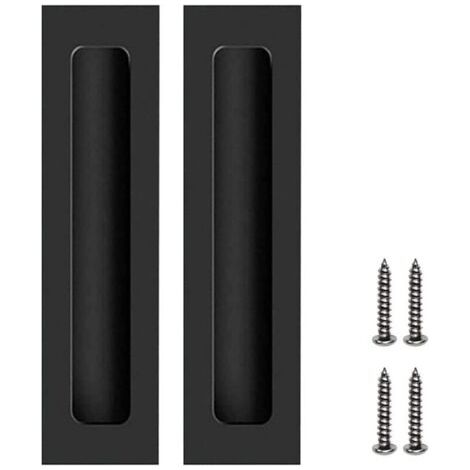QORVA-2 poignées de porte de meuble noires, poignées de porte coulissante encastrées invisibles avec vis (1/5)