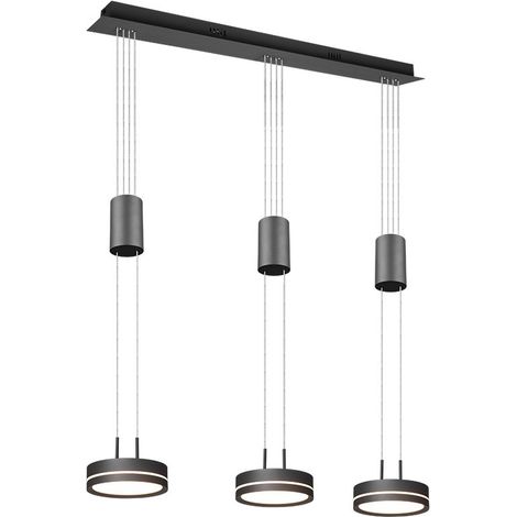 Suspension LED FRANKLIN 3L anthracite Trio 3000K 85cm (1/5)