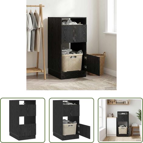 Holzschrank -  Wäscheschrank mit Tür Schwarz Eichen-Optik 50 x 68 x 102 cm (1/5)
