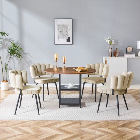 tavolo pranzo 107 cm con ripiani rotondo noce nero HAVRYA (1/5)