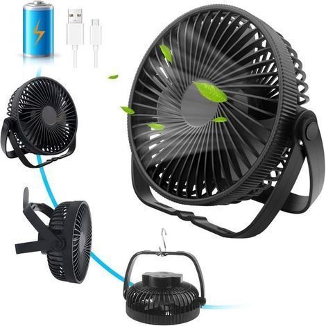 1-in-1 Akku-Tischventilator mit leisem Betrieb, leistungsstarker USB-Ventilator, 3-stufiger Mini-Tragventilator (1/5)