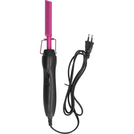 Lisseur et boucleur de cheveux humide/sec, brosse chauffante rapide, peigne coiffant, fiche EU 120-240V, rose fuchsia (1/5)