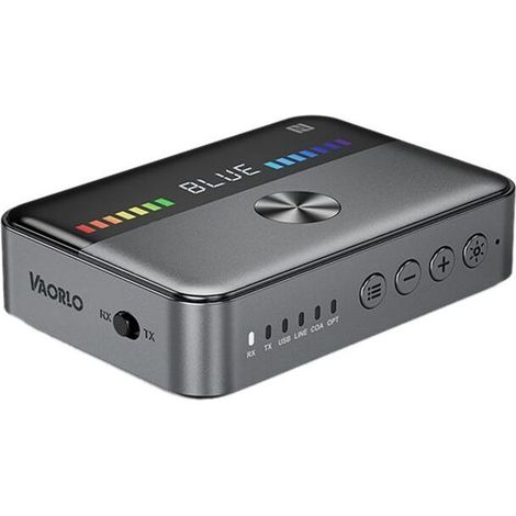 NFC 5.3 Récepteur Audio émetteur RVB Lumière USB 3,5 mm AUX RCA Coaxial Optique DAC Convertisseur Adaptateur Gris (1/2)