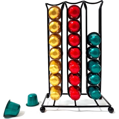 Porte-capsules de café rotatif pour Nespresso (40 capsules), support de rangement en fer noir pour 42 pièces.