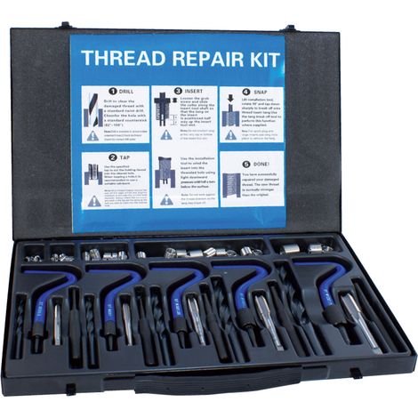 Coffret de réparation de filetage 20 pièces + filets rapport mm