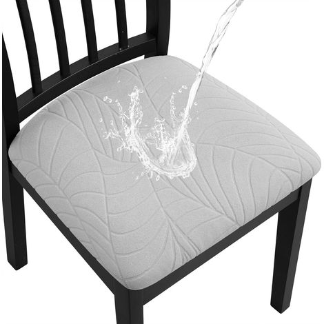 Housse de Chaise Siege Extensible Jacquard Amovibles Lavables pour Salle à Manger Hôtel Bureau Cuisine (4 Pcs, Ardoise Clair) (1/5)