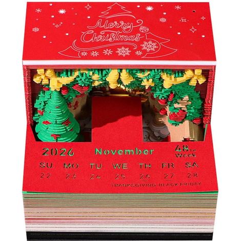 Calendrier 3D - Sculpture En Papier Avec Lumière LED - Décoration De Bureau - Cadeau Pour Noël Anniversaire - 236 Pages - 8,5 X 8,5 X 6,8 Cm (1/5)