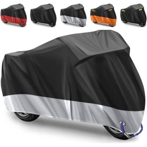 Housse de Protection pour Moto Housse de Moto Couverture Imperméable Housse de Protection pour Moto Exterieur en 210D Oxford Tissu pour Moto,Contre la pluie-265X105X 125CM(Argent) (1/5)
