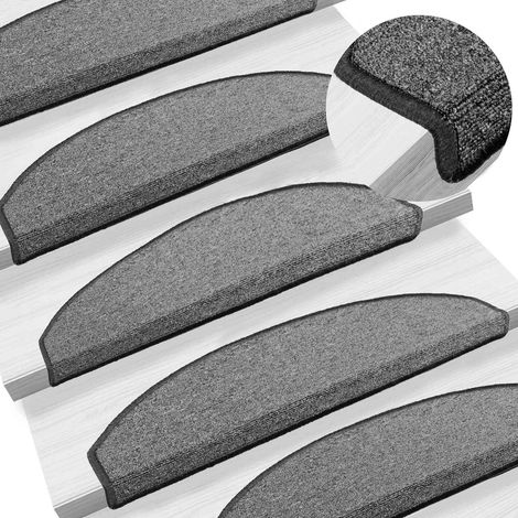 Maison Exclusive - Tappetini per scale autoadesivi 15 pcs Grigio Scuro