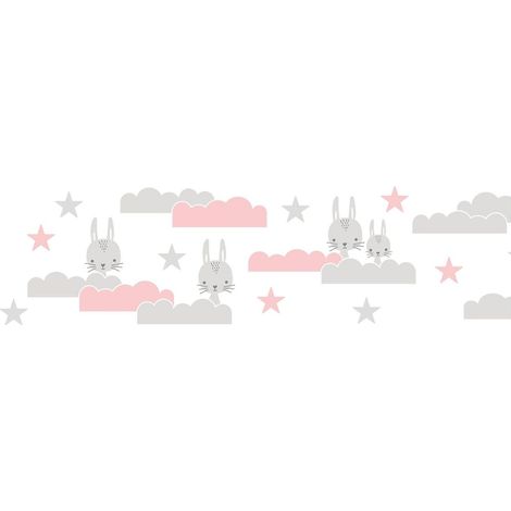 Animal pattern wallpaper wall Profhome 403726 self-adhesive border slightly textured with animal pattern matt pink grey white 0.75 m2 (8.07 ft2) (1/5)