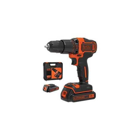 TRAPANO AVVITATORE CON 2 BATT. LITO 18V CON PERCUSSIONE (BDCHD18KBQW) 2 batterie Litio da 1,5 Ah BLACK&DECKER