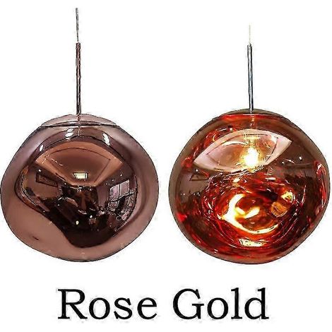 Suspension LED Lava pour salon chambre ou loft - Diamètre 28 cm - Or rose (1/5)