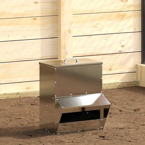 vidaXL  Chicken Feeder  Silver 35 x 30.5 x 43.5 cm Galvanised Steel