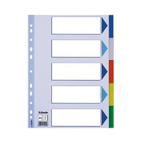 Ordnerregister DIN A4 blanko Polypropylen mehrfarbig 5 Registerblätter (1/3)