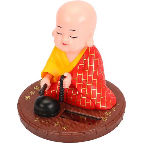 moine solaire statuette de Bouddha à tête oscillante et (1/5)