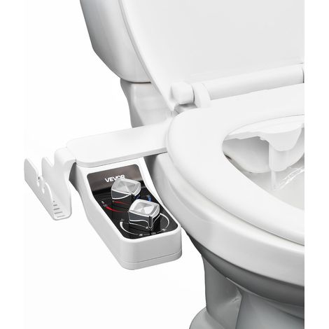 VEVOR Attacco per WC Bidet da 7 mm, Attacco per Sedile WC Ultrasottile con 2 Ugelli Retrattili, Acqua Fredda Calda, Pressione Regolabile, 2 Manopole Rotanti, per Glutei e Lavaggio Intimo (1/5)