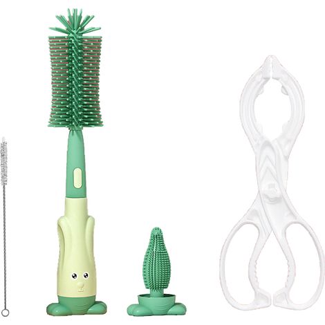 Brosse de Nettoyage pour Biberons en Silicone Alimentaire, Sans Odeur et Écologique avec Pince (1/5)