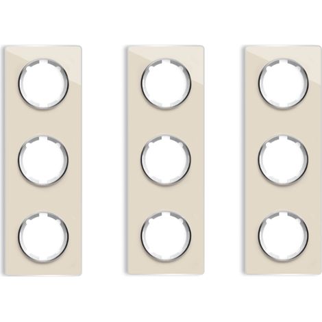 Plaque de finition Garda, en verre, vertical, 3 postes (lot de 3) - beige
