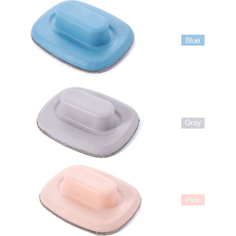 Brosse de nettoyage de vitres - Brosse flexible, outil de nettoyage en profondeur pour surfaces sèches et humides (15 cm, bleu/gris/rose) - Lot de 3 (1/4)