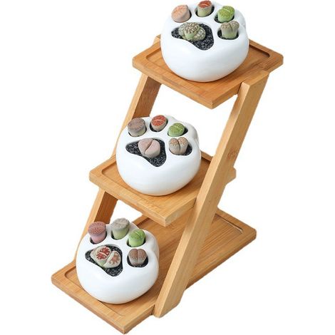 Treppenhausstil, kleines Bambus-Topfregal, Tischblumenständer, m