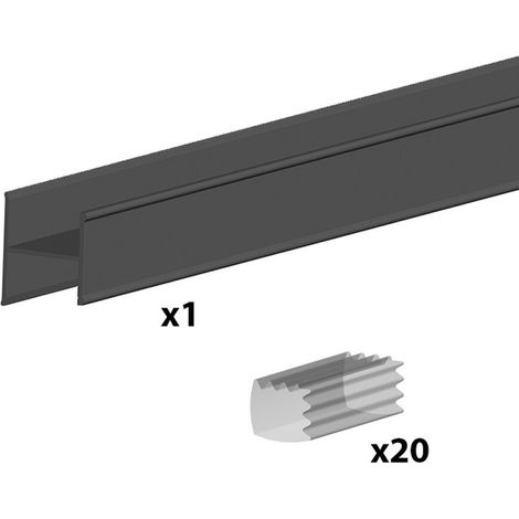 SLID'UP 280 Set H-Profil, 200 cm, für 18 mm Türstärke, schwarz (1/5)