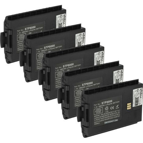 vhbw 5x Akku Ersatz für Sepura 300-01852, 300-01853 für Funkgerät, Walkie Talkie (1880 mAh, 7,4 V, Li-Polymer)