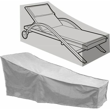 Housse imperméable pour chaise longue avec aérations, compatible avec les chaises longues, en tissu Oxford 210D, dimensions 208 x 76 x 41/79 cm, grise (1/5)