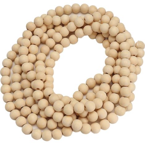 Guirlande de Noël en perles de bois naturel de 2,74 m (9 pieds), idéale pour un sapin de Noël rustique et champêtre. (1/5)