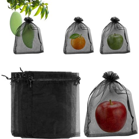 sacs de protection pour fruits – en filet et fleurs 15 x 20 cm Lot de 100 Noir (1/5)