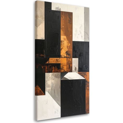 Quadro su tela, Forme geometriche astrattismo marrone nero, 40x80 (1/5)