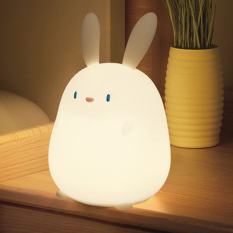 Mignonne veilleuse lapin, lumière douce pour enfants, lampe en silicone adorable, rechargeable USB pour chambre de bébé, veilleuse protectrice pour les yeux, cadeau lapin pour chambre d'enfant (1/5)