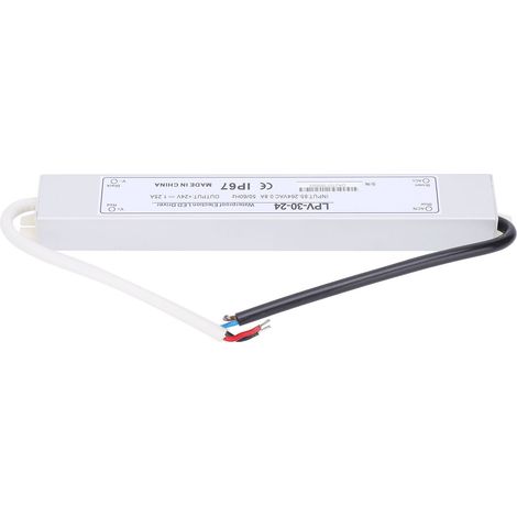 Alimentation étanche 30W 24V DC, transformateur LED aluminium, bloc d'alimentation IP67 pour bande lumineuse, driver LPV-30-24, switch mode, usage intérieur/extérieur. (1/5)