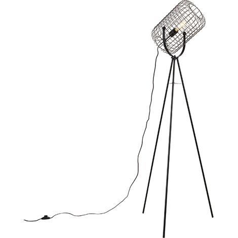 Industrial Tripod Floor Lamp Steel Black - Bliss Vefa
