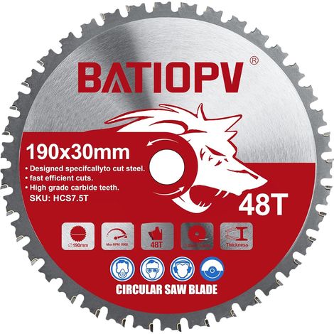 Lame de Scie Circulaire 190 x 30 mm – Parfaite pour le métal (acier doux, fer, aluminium, tubes) 48 dents – Disque compatible Bosch, Makita, Einhell (1/5)