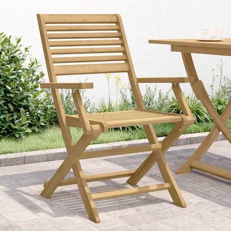 Chaises pliables de jardin-Chaise de terrasse-Chaise d'extérieur lot de 2 bois massif d'acacia 978288 (1/5)