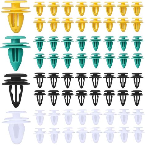 60 Pièces Clips de Fixation Voiture Plastique 4 Tailles 8-10mm, Clips Voiture,Clips Plastique Voiture,Agrafe Carrosserie,Clips de Garniture de Voiture Universels pour Panneaux de Portes Auto (1/5)