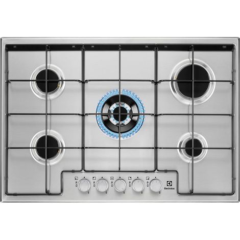 ELECTROLUX EGS7534X PIANO COTTURA DA INCASSO 75CM 5 FUOCHI A GAS 1 MULTICORONA INOX (1/5)