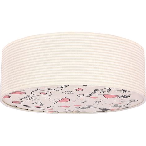 Plafonnier enfant blanc/rose rond 2xE27 40W Candellux (1/3)